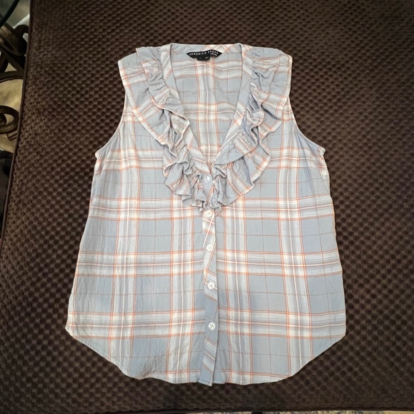 Veronica Beard Jeans Plaid Ruffle Top - Picture 4 of 6